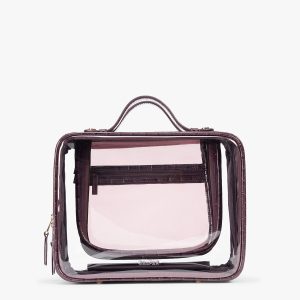 Large Clear Cosmetics Case in Croc-Embossed